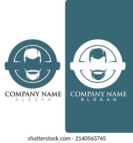 mustache and beard logo and symbol vector 