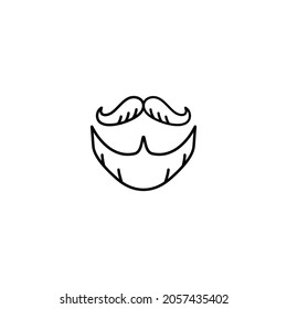 Mustache and beard outline flat icon vector
