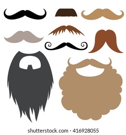   Mustache and beard party birthday photo booth props set. Vector illustration 