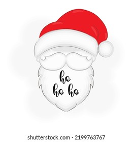 Mustache beard and Santa Claus hat vector illustration