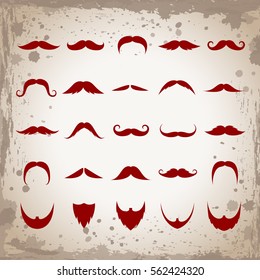 Mustache And Beard Set-Isolated.Vector Illustration,Graphic Design.For Web Site,App,Print,Presentation Templates,Mobile Applications And Promotional Materials.Modern Hand Drawn Cartoon Collection