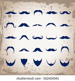 Mustache And Beard Set-Isolated.Vector Illustration,Graphic Design.For Web Site,App,Print,Presentation Templates,Mobile Applications And Promotional Materials.Modern Hand Drawn Cartoon Collection