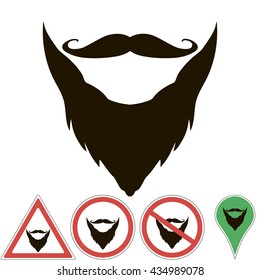mustache and beard are sign, pointer, prohibition mustache and beard, for print or design