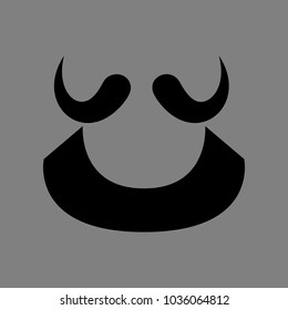 Mustache and beard. Vector. Black icon on medium gray background. Isolated.