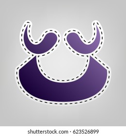 Mustache and beard. Vector. Violet icon with outline for cutting out at gray background.