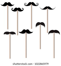 Mustache Big Collection With Gradient Mesh, Vector Illustration