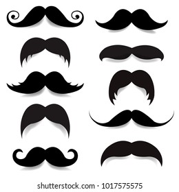 Mustache Big Set With Gradient Mesh, Vector Illustration