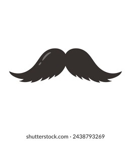 Mustache in black color. Gentleman, hipster or barbershop symbol. Retro moustache element. Vector illustration on white background.