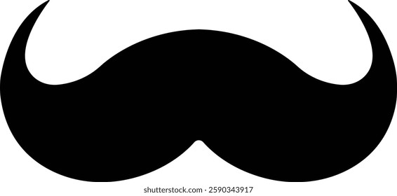 Mustache Black silhouette icon in flat. Symbol of Father day man mustaches Vector for apps or website Moustache for men face whisker tendril isolated on transparent background.