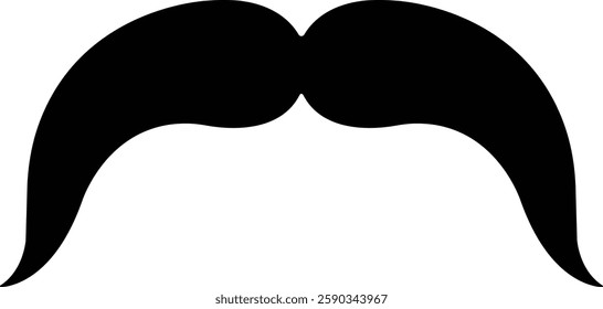 Mustache Black silhouette icon in flat. Symbol of Father day man mustaches Vector for apps or website Moustache for men face whisker tendril isolated on transparent background.