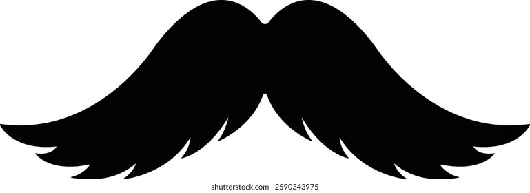 Mustache Black silhouette icon in flat. Symbol of Father day man mustaches Vector for apps or website Moustache for men face whisker tendril isolated on transparent background.