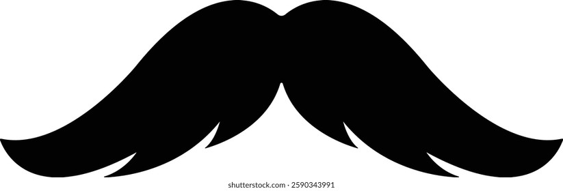 Mustache Black silhouette icon in flat. Symbol of Father day man mustaches Vector for apps or website Moustache for men face whisker tendril isolated on transparent background.