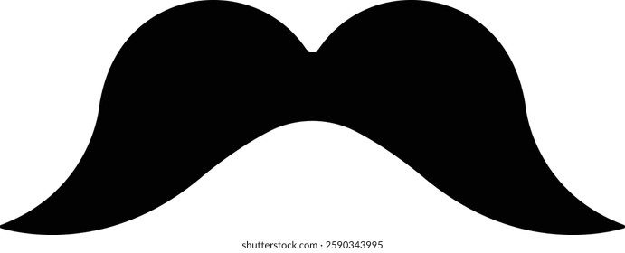 Mustache Black silhouette icon in flat. Symbol of Father day man mustaches Vector for apps or website Moustache for men face whisker tendril isolated on transparent background.