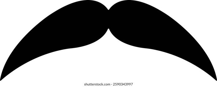 Mustache Black silhouette icon in flat. Symbol of Father day man mustaches Vector for apps or website Moustache for men face whisker tendril isolated on transparent background.