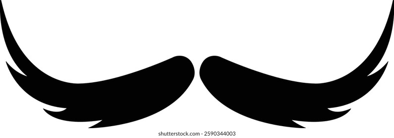 Mustache Black silhouette icon in flat. Symbol of Father day man mustaches Vector for apps or website Moustache for men face whisker tendril isolated on transparent background.