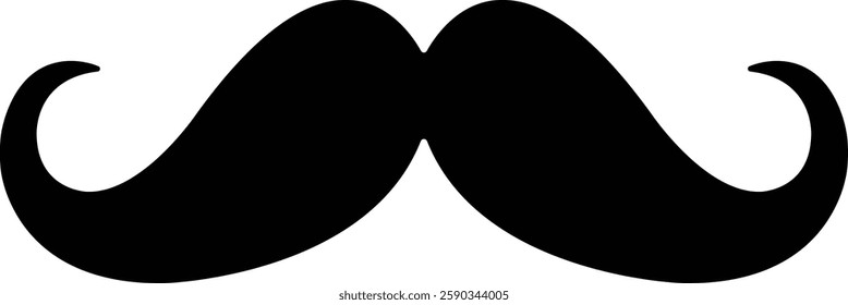 Mustache Black silhouette icon in flat. Symbol of Father day man mustaches Vector for apps or website Moustache for men face whisker tendril isolated on transparent background.