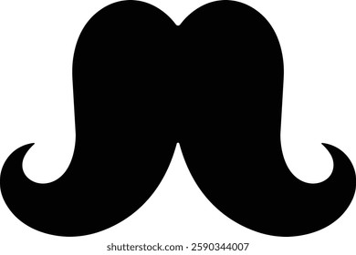 Mustache Black silhouette icon in flat. Symbol of Father day man mustaches Vector for apps or website Moustache for men face whisker tendril isolated on transparent background.