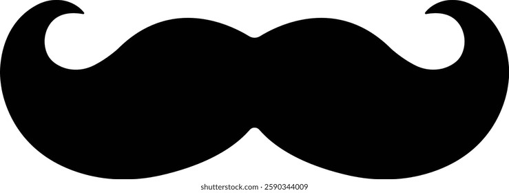 Mustache Black silhouette icon in flat. Symbol of Father day man mustaches Vector for apps or website Moustache for men face whisker tendril isolated on transparent background.