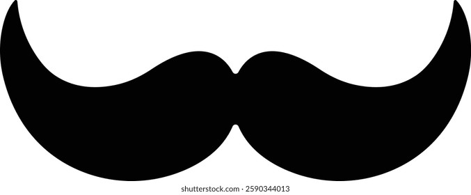 Mustache Black silhouette icon in flat. Symbol of Father day man mustaches Vector for apps or website Moustache for men face whisker tendril isolated on transparent background.