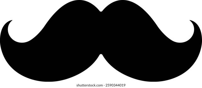 Mustache Black silhouette icon in flat. Symbol of Father day man mustaches Vector for apps or website Moustache for men face whisker tendril isolated on transparent background.