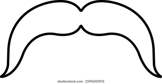 Mustache Black silhouette icon in line. Symbol of Father day man mustaches Vector for apps or website Moustache for men face whisker tendril isolated on transparent background.