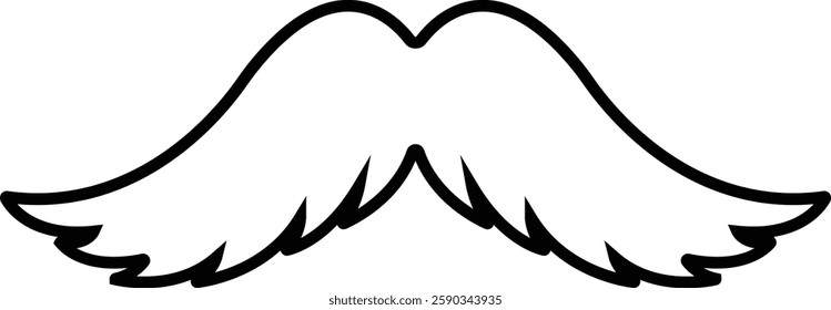 Mustache Black silhouette icon in line. Symbol of Father day man mustaches Vector for apps or website Moustache for men face whisker tendril isolated on transparent background.