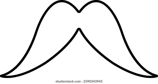 Mustache Black silhouette icon in line. Symbol of Father day man mustaches Vector for apps or website Moustache for men face whisker tendril isolated on transparent background.