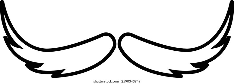 Mustache Black silhouette icon in line. Symbol of Father day man mustaches Vector for apps or website Moustache for men face whisker tendril isolated on transparent background.