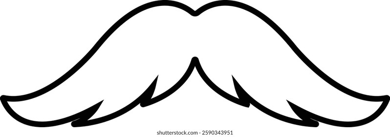 Mustache Black silhouette icon in line. Symbol of Father day man mustaches Vector for apps or website Moustache for men face whisker tendril isolated on transparent background.