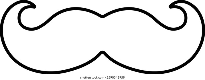 Mustache Black silhouette icon in line. Symbol of Father day man mustaches Vector for apps or website Moustache for men face whisker tendril isolated on transparent background.