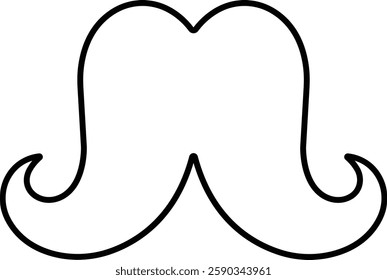 Mustache Black silhouette icon in line. Symbol of Father day man mustaches Vector for apps or website Moustache for men face whisker tendril isolated on transparent background.