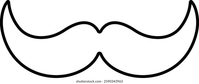 Mustache Black silhouette icon in line. Symbol of Father day man mustaches Vector for apps or website Moustache for men face whisker tendril isolated on transparent background.