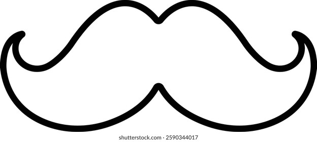 Mustache Black silhouette icon in line. Symbol of Father day man mustaches Vector for apps or website Moustache for men face whisker tendril isolated on transparent background.