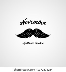 Mustache Black Silhouette. Mustache Season, Against Prostate Cancer. Vector