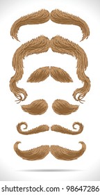 Mustache blond hair set - vector illustration Shadow and background are on separate layers. Easy editing.