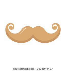 Mustache in blonde color. Hipster, gentleman or barbershop symbol. Retro moustache element. Vector illustration on white background.