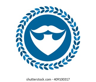 mustache blue circle beard facial hair barbershop image icon logo