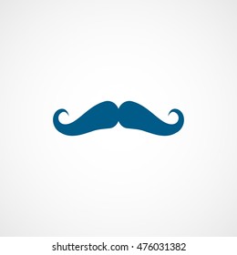Mustache Blue Flat Icon On White Background