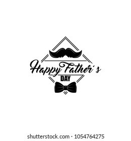 Mustache and bow tie. Fathers Day greeting card design. Vector illustration. Happy Father s Day inscription.