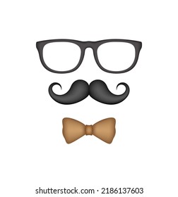 Mustache, Bow Tie, and Glasses isolated on white background