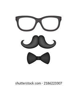 Mustache, Bow Tie, and Glasses isolated on white background