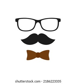 Mustache, Bow Tie, and Glasses isolated on white background