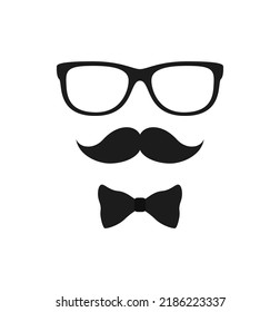 Mustache, Bow Tie, and Glasses isolated on white background