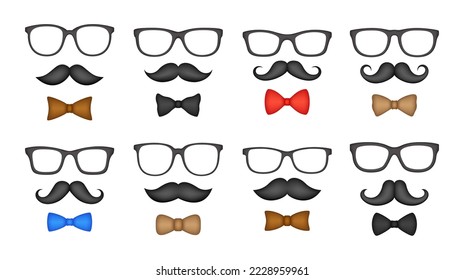 Mustache, Bow Tie, and Glasses isolated on white background