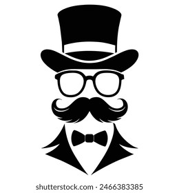 Bigote pajarita sombrero y gafas | Vector hipster Elementos sombrero gafas barba y bigote