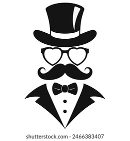 Bigote pajarita sombrero y gafas | Vector hipster Elementos sombrero gafas barba y bigote