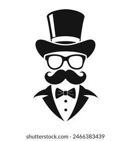 Bigote pajarita sombrero y gafas | Vector hipster Elementos sombrero gafas barba y bigote