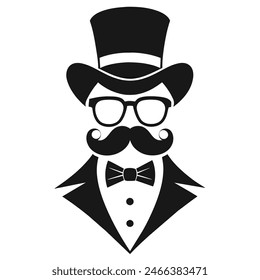 Bigote pajarita sombrero y gafas | Vector hipster Elementos sombrero gafas barba y bigote