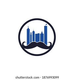 Mustache buildings vector logo design. Strong skyscraper logo design concept.