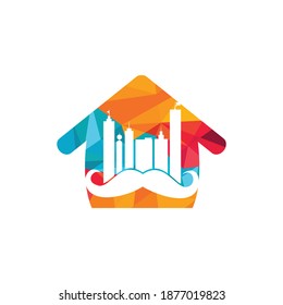 Mustache buildings vector logo design. Strong skyscraper logo design concept.